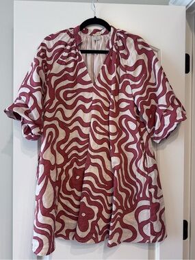 Magaschoni 100% Linen Peasant Mini Dress XS
